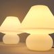 Set of 2 mushroom lamps, opal glass, Glashütte Limburg, Germany, 1970s