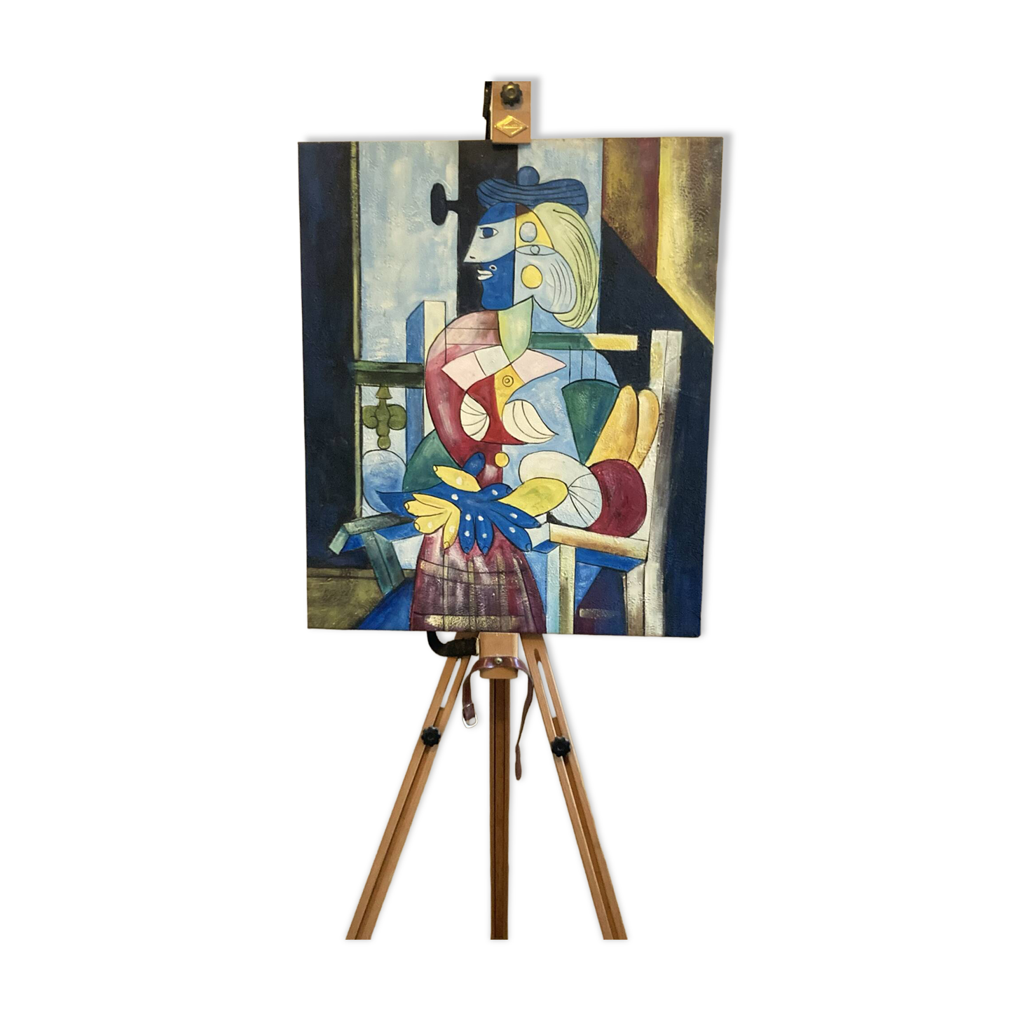 Painting "The Sitting Woman" by Pablo Picasso painted in 1937.