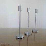 Series of 3 Scandinavian candle holders, minimalist, in 70s aluminum