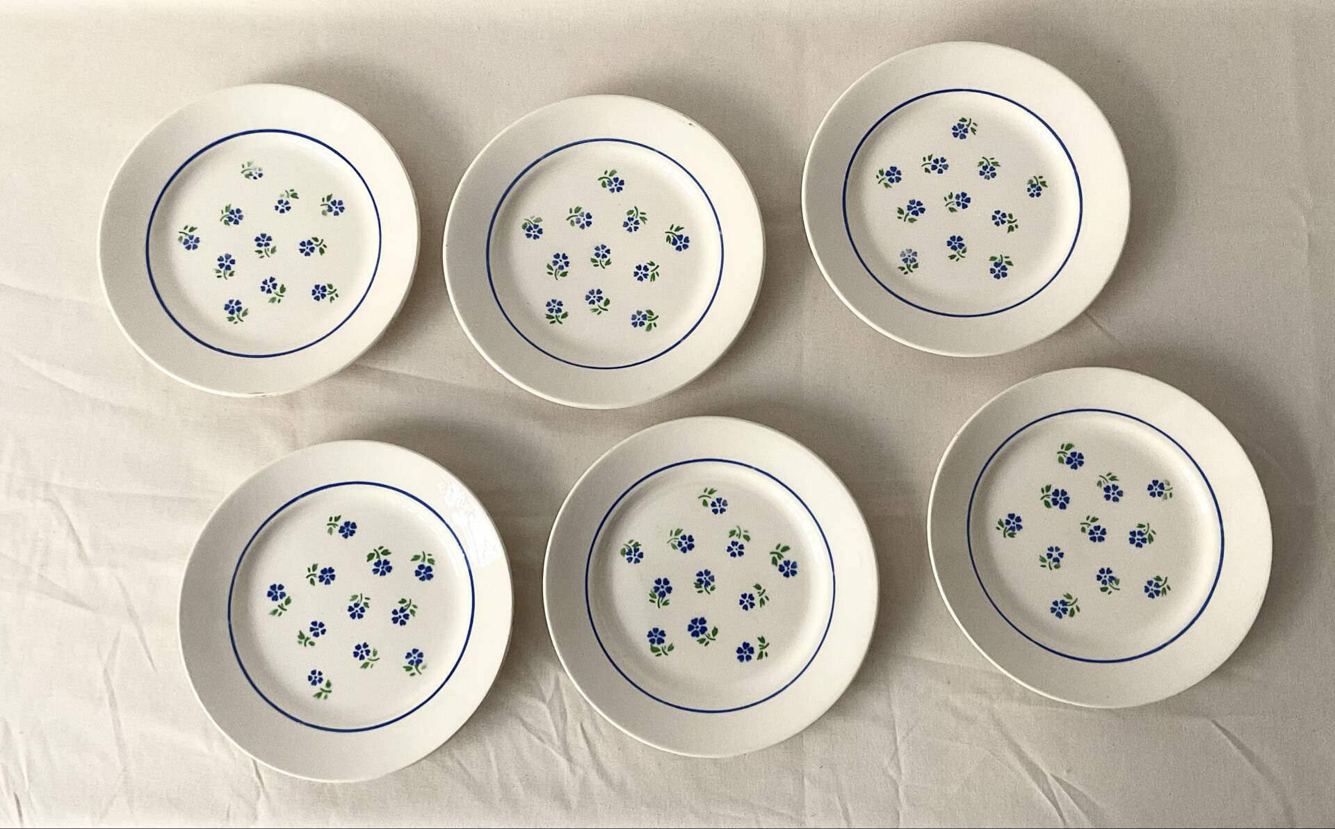 Set of 6 flat plates Badonviller in semi-porcelain – Flora design