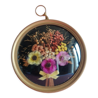 Dried flower frame and curved glass vintage