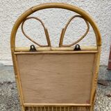 Vintage rattan wall shelf with mirror