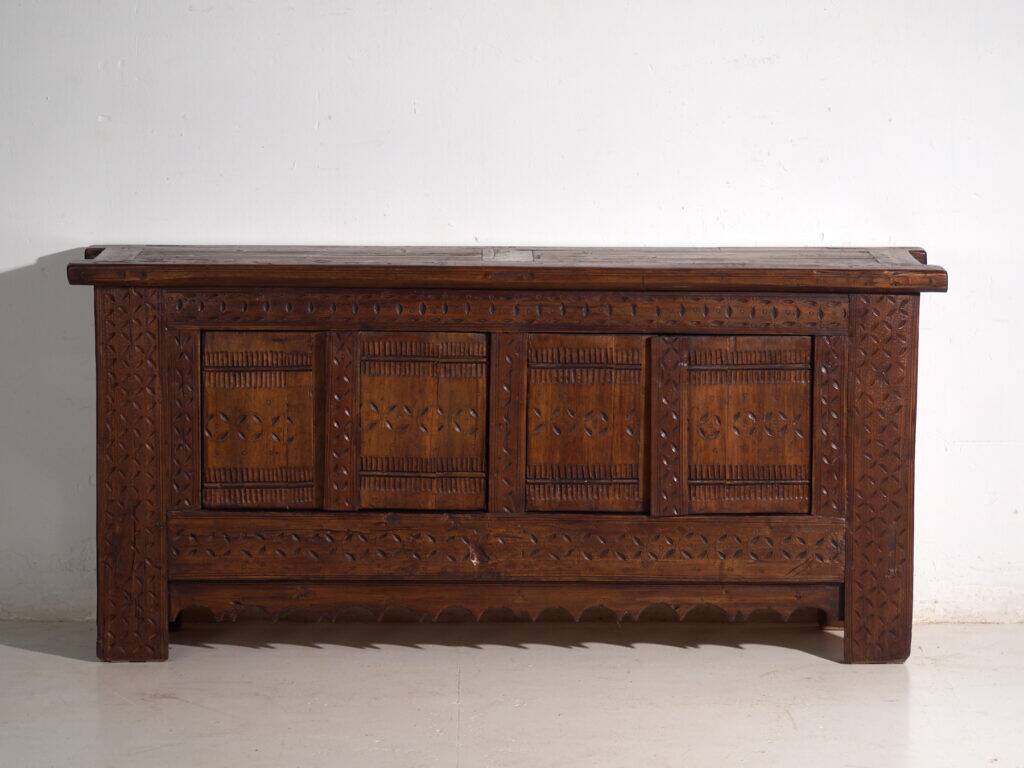 Antique carved pine wood buffet – Xinjiang, circa 1900