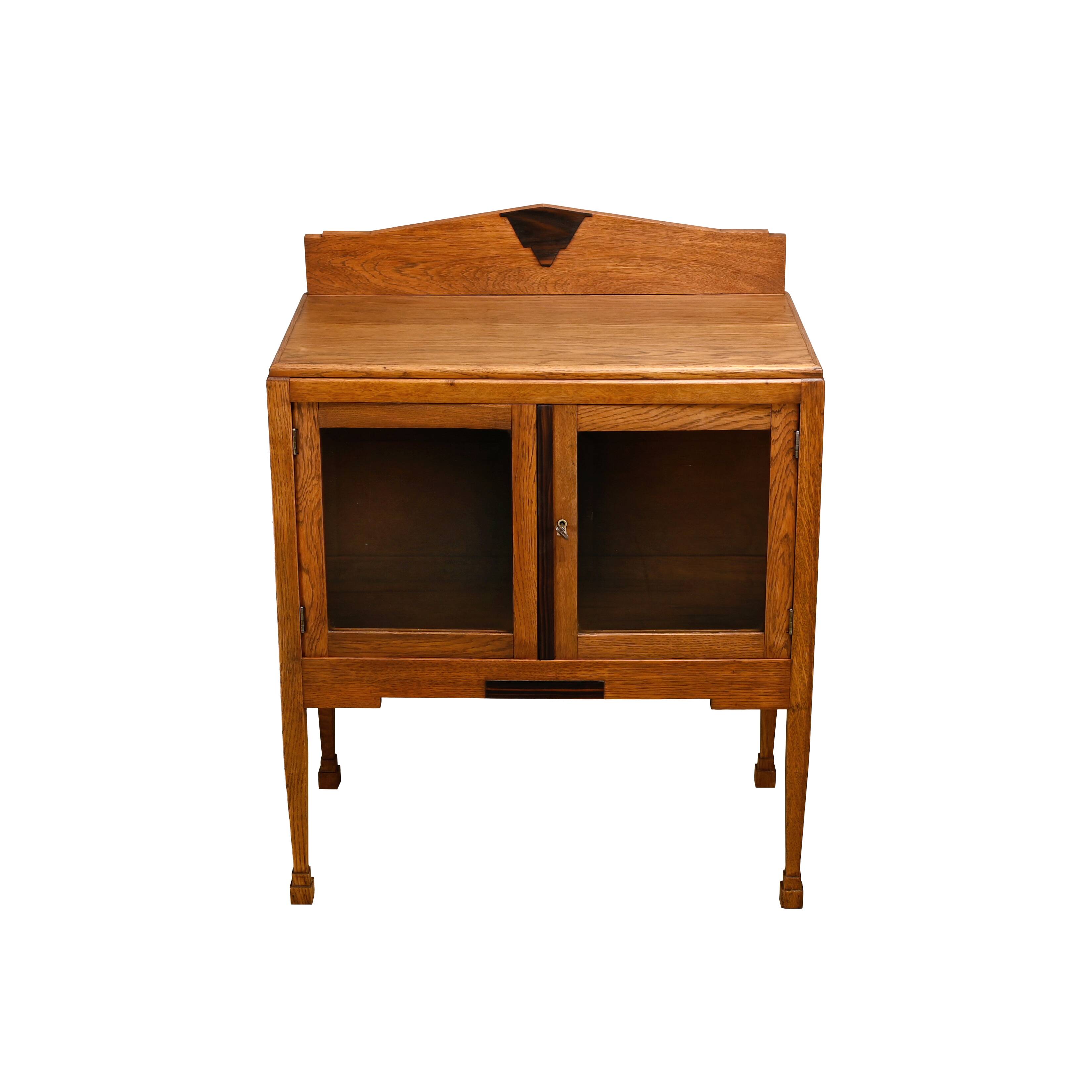 Art Deco Amsterdam School Tea or Display Cabinet in solid oak, Netherlands