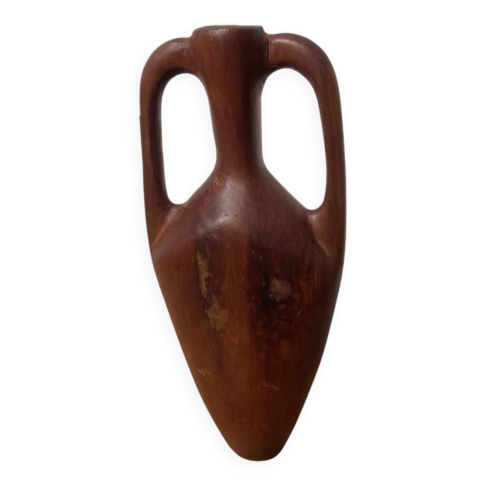 Small wooden amphora sculpture vase