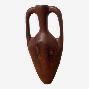 Petit vase sculpture amphore bois