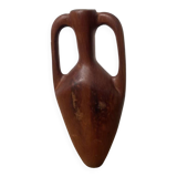 Small wooden amphora sculpture vase