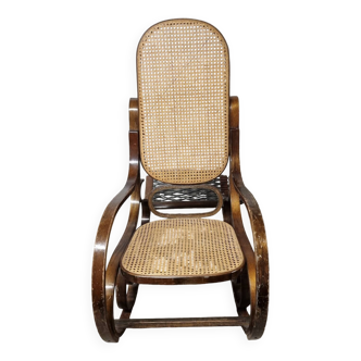 Rattan & wood rocking chair