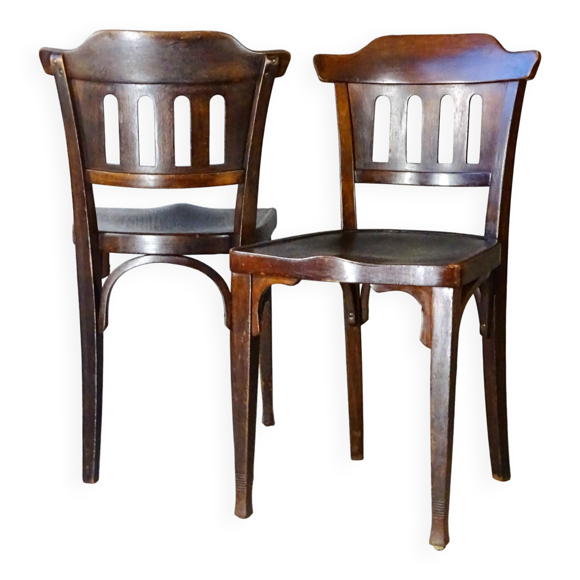 2 bistro chairs no. 714, gustave siegel for kohn, 1910. no thonet