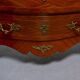 Curved Louis XV style vintage commode in marquetry - stone top - 3 drawers