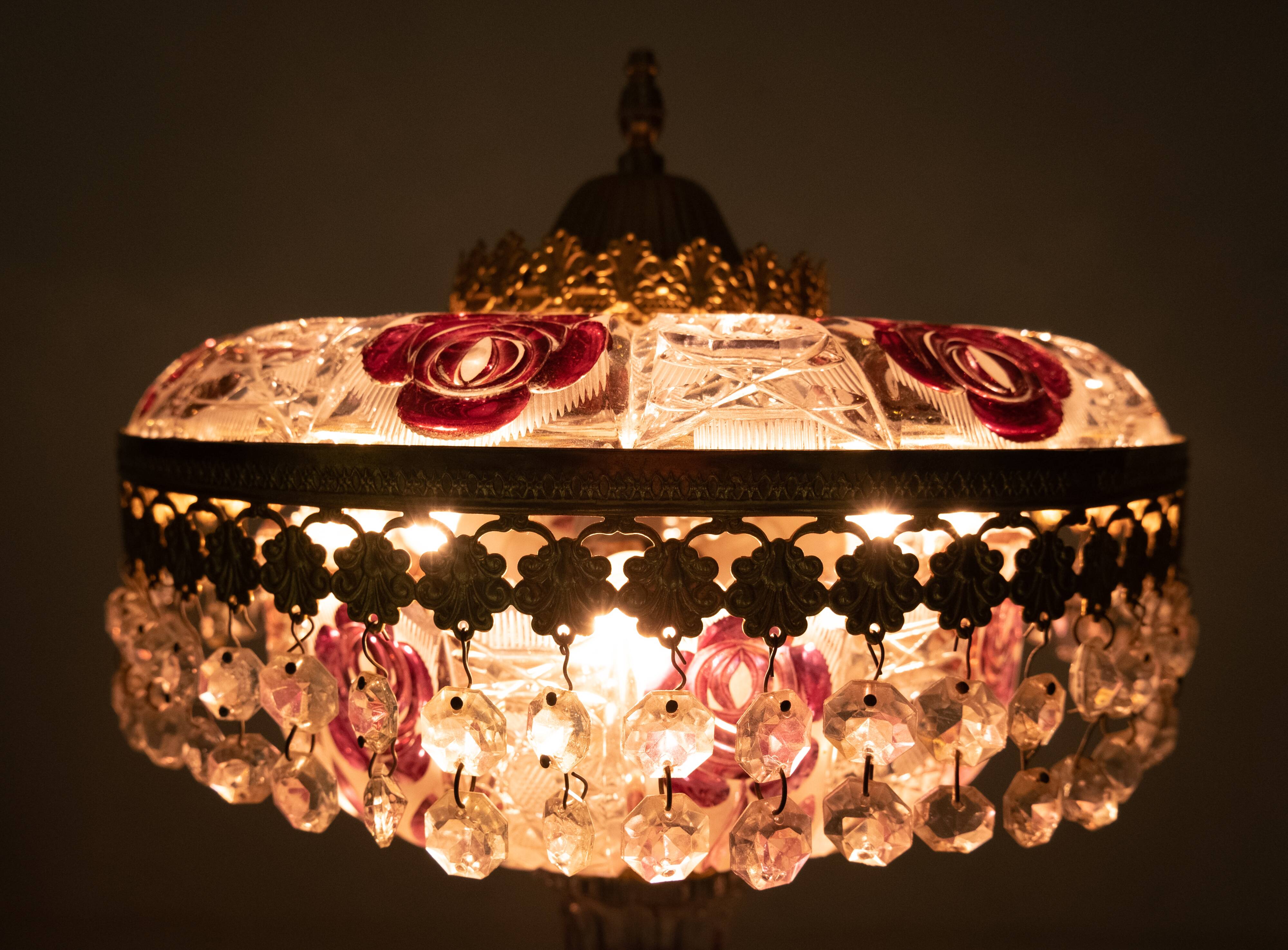 Cre Art Chrystal Table Lamp, Italy, 1970s