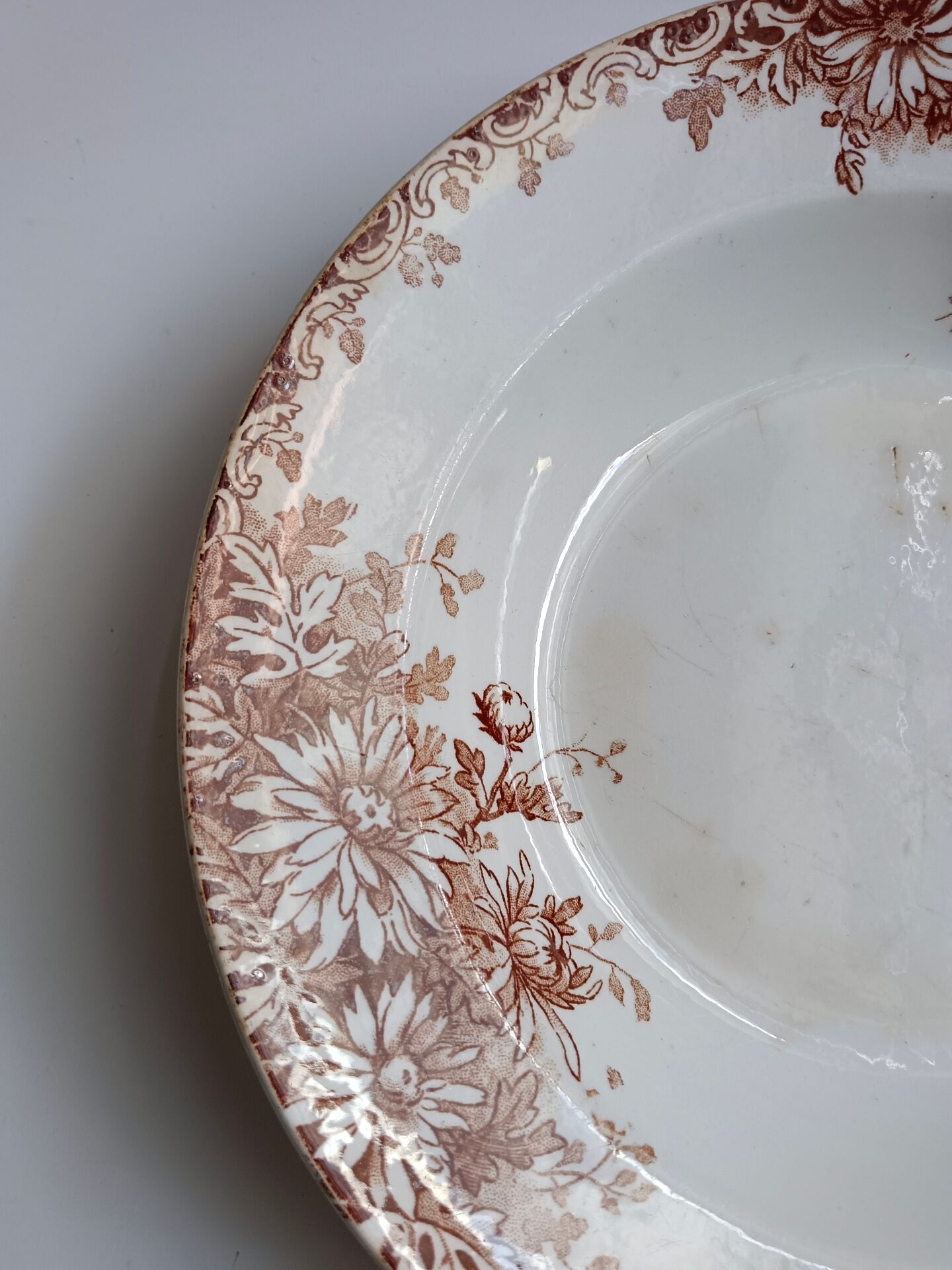 Large deep plate Terre de fer Gien Autumn