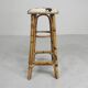 Bamboo bar stool with leatherette seat in cow print, 1950s