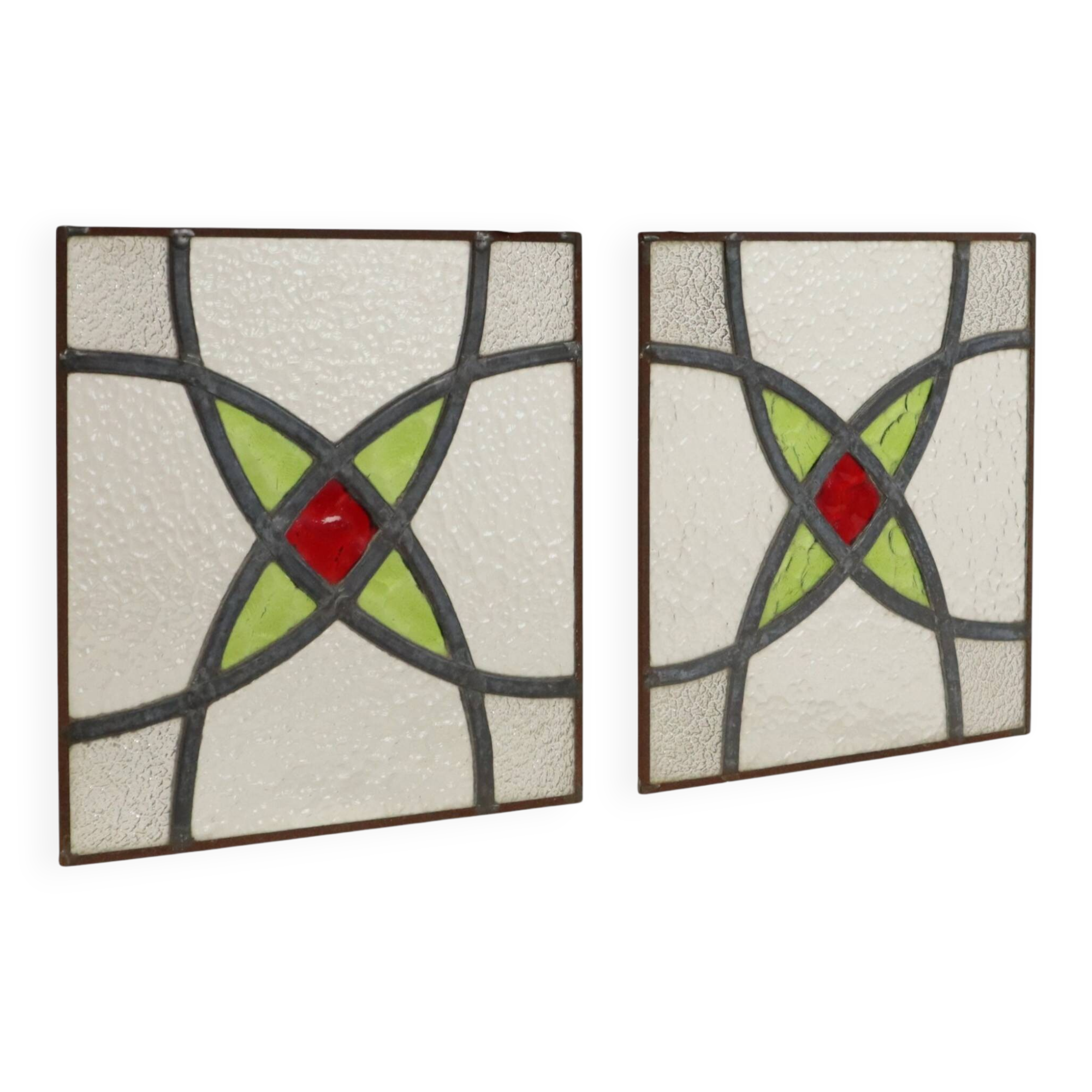 Art Deco Geometric Stained Glass Window 25x25cm