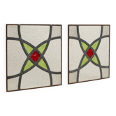 Art Deco Geometric Stained Glass Window 25x25cm