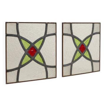 Art Deco Geometric Stained Glass Window 25x25cm