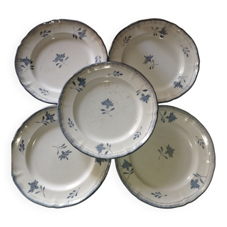 Lot de 5 assiettes plates Niderviller en porcelaine