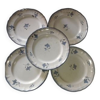 Set of 5 Niderviller flat plates in porcelain