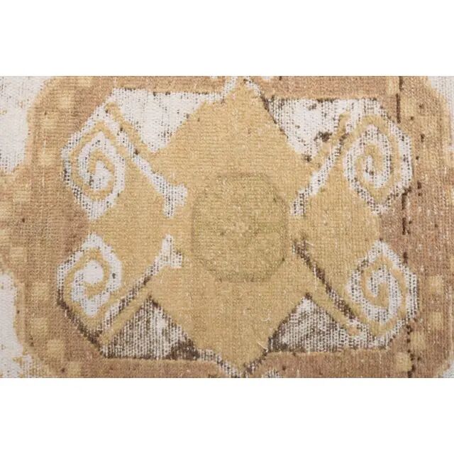 1970s Turkish Hand-Knotted Wool Cotton Beige Runner Rug 73x310