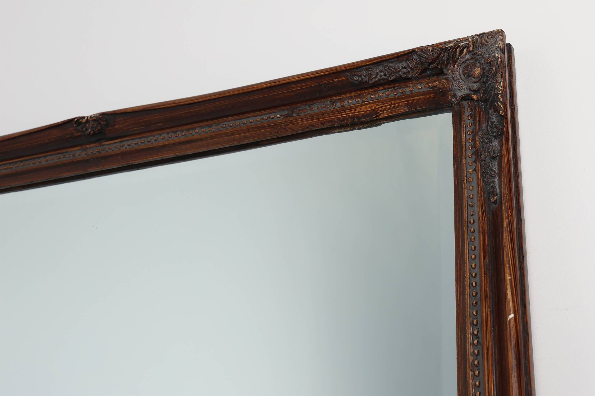 Antique French Facet-Cut Mirror in Carved Wood, circa 1850