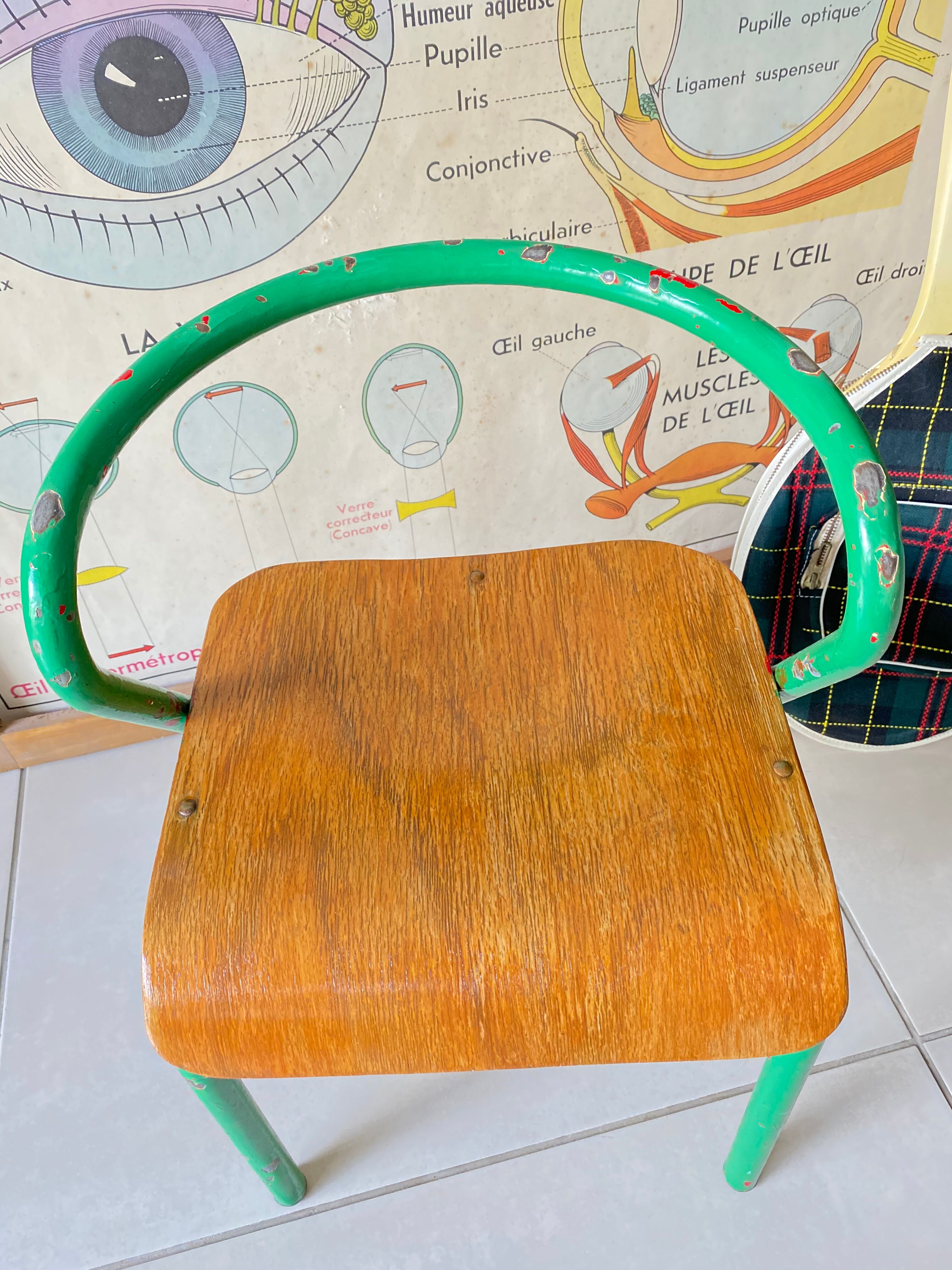 Vintage child school chair Jacques Hitier