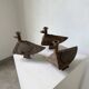 Series of three brutalist Folk Art candle holders