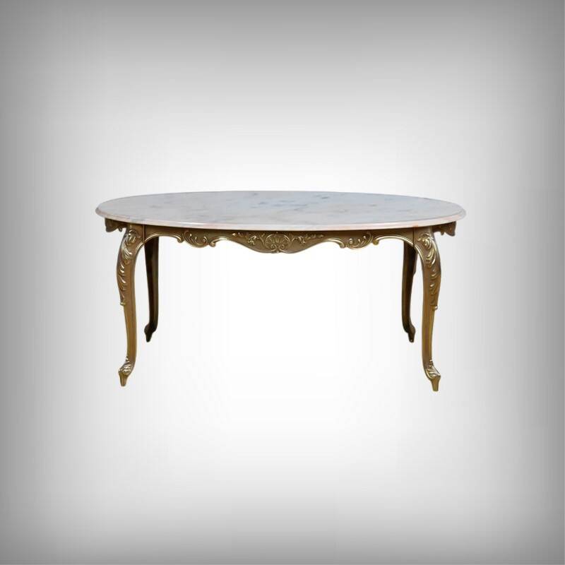 Marble and brass coffee table, Louis XV style – mid 20th century
