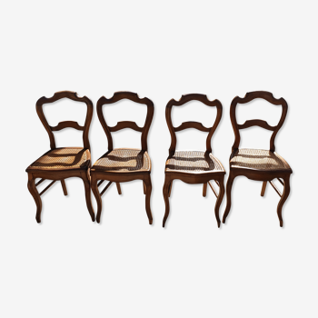 4 chairs Louis Philippe canné