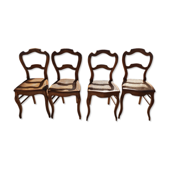 4 chairs Louis Philippe canné
