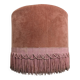 Pouf rond velours vieux rose à franges