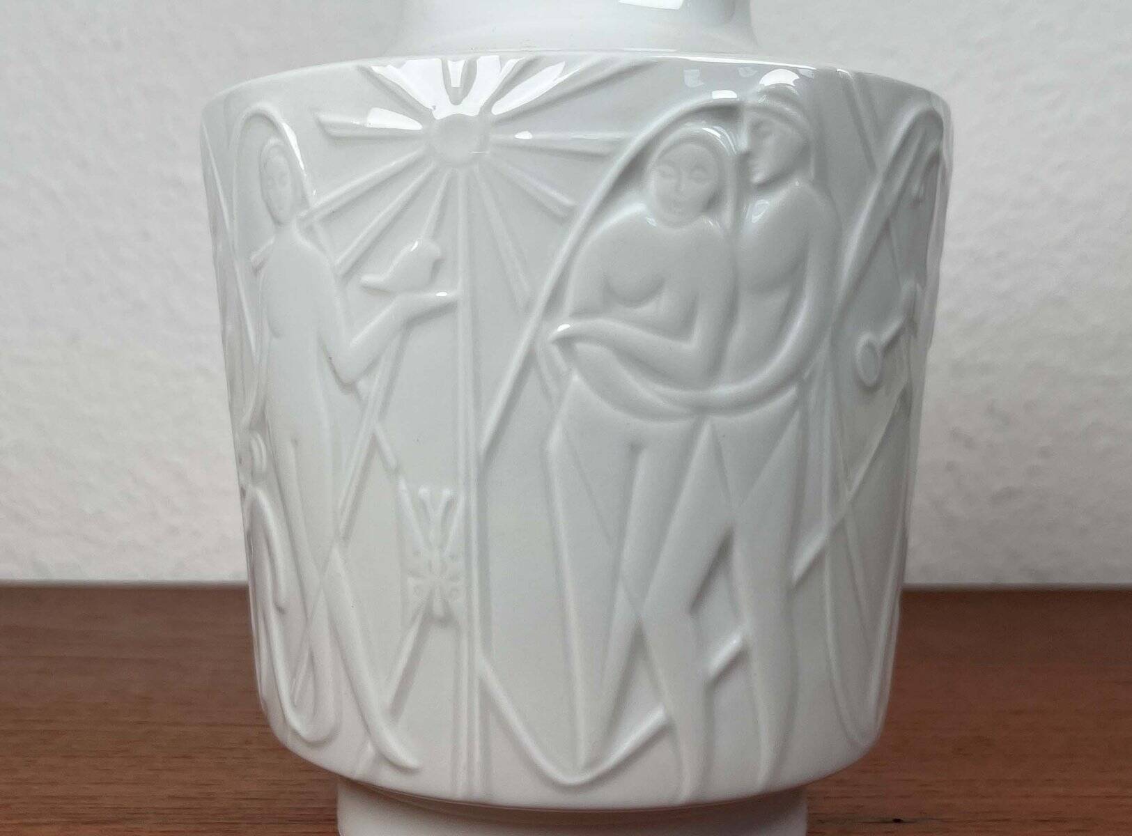 Vintage White Porcelain Vase from the Paradies Series by Kurt Wendler for Edelstein Bavaria, 1970s