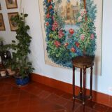 Saddle or pedestal table Napoleon III, marble and varnished wood base Ø30 x 82 cm