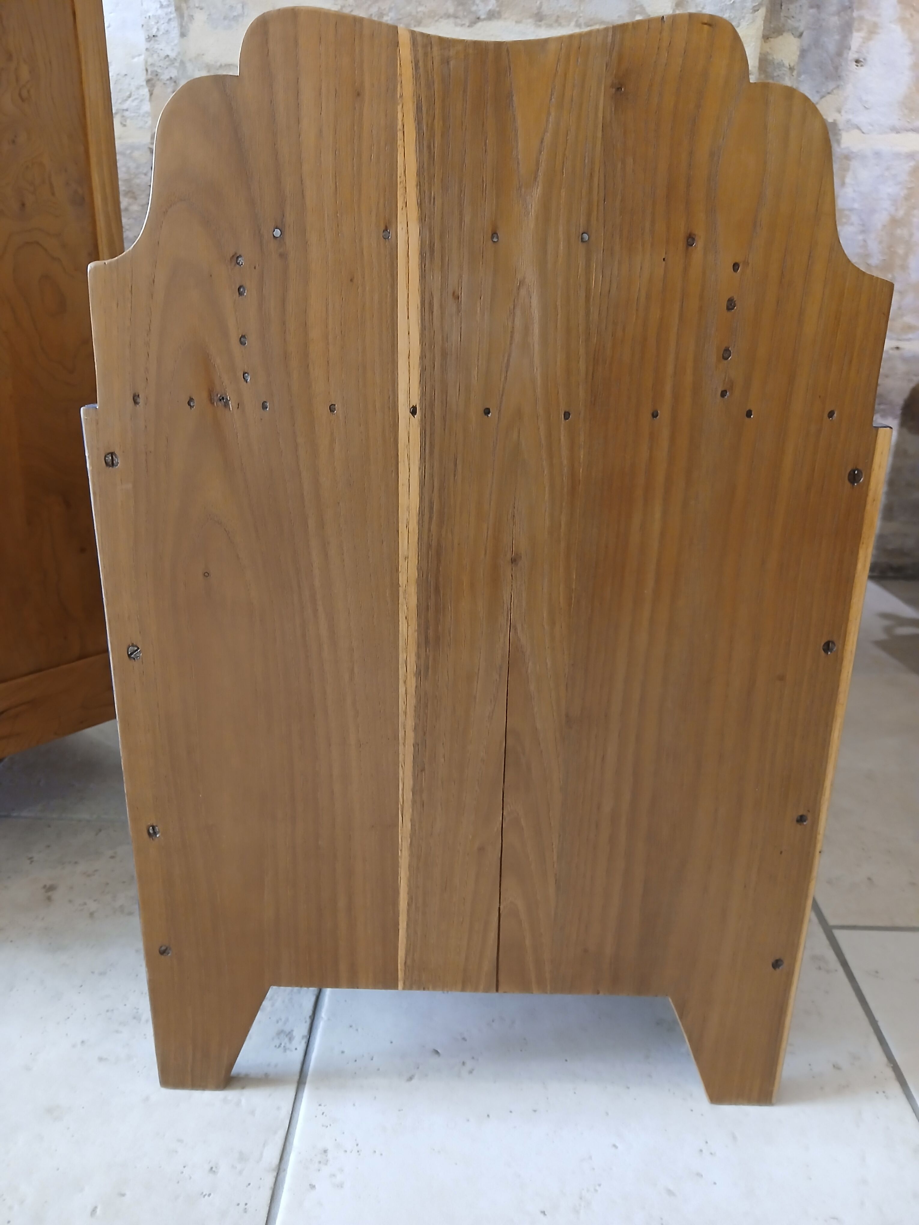 deep blue and wood refurbished bedside table