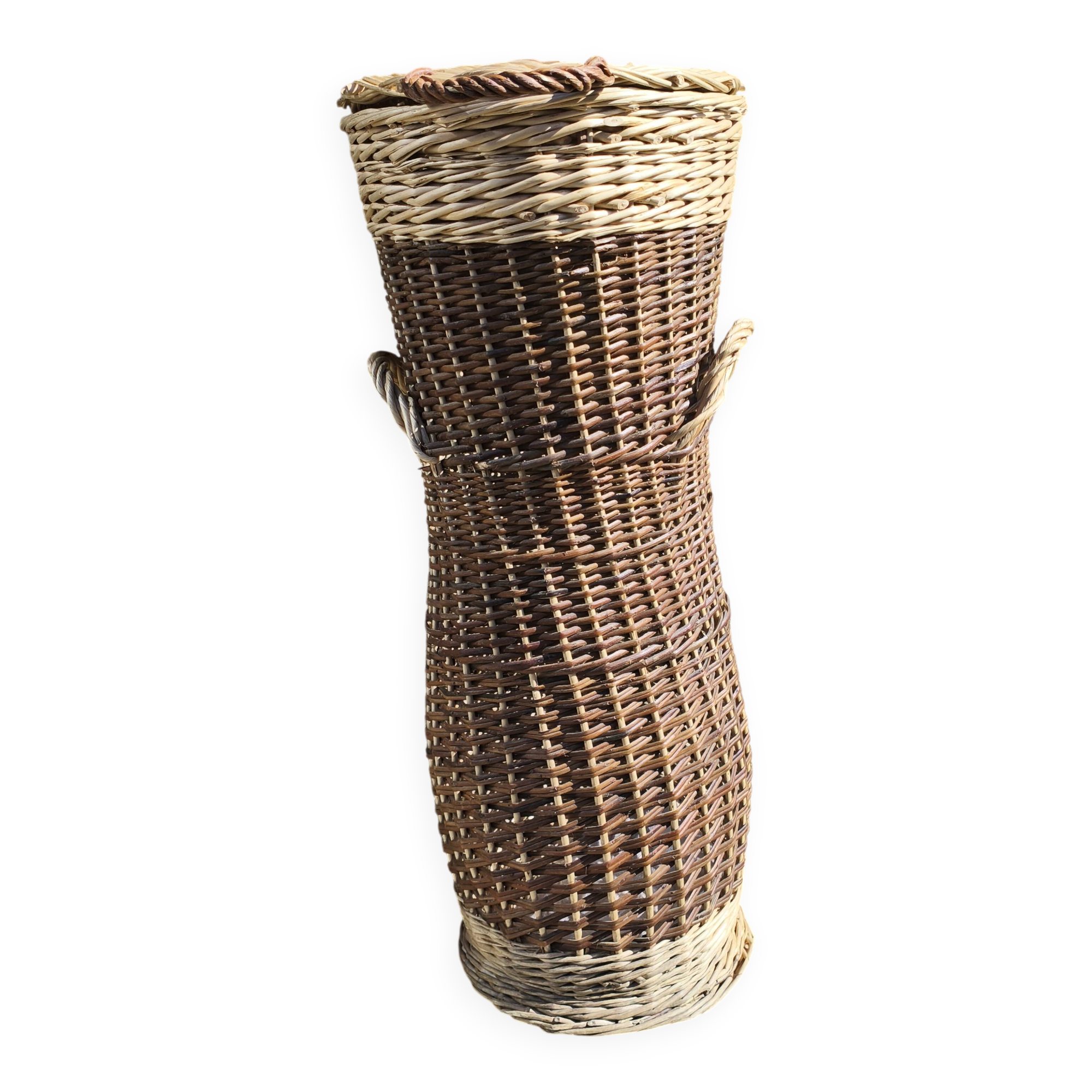 Large Two-Tone Wicker Basket