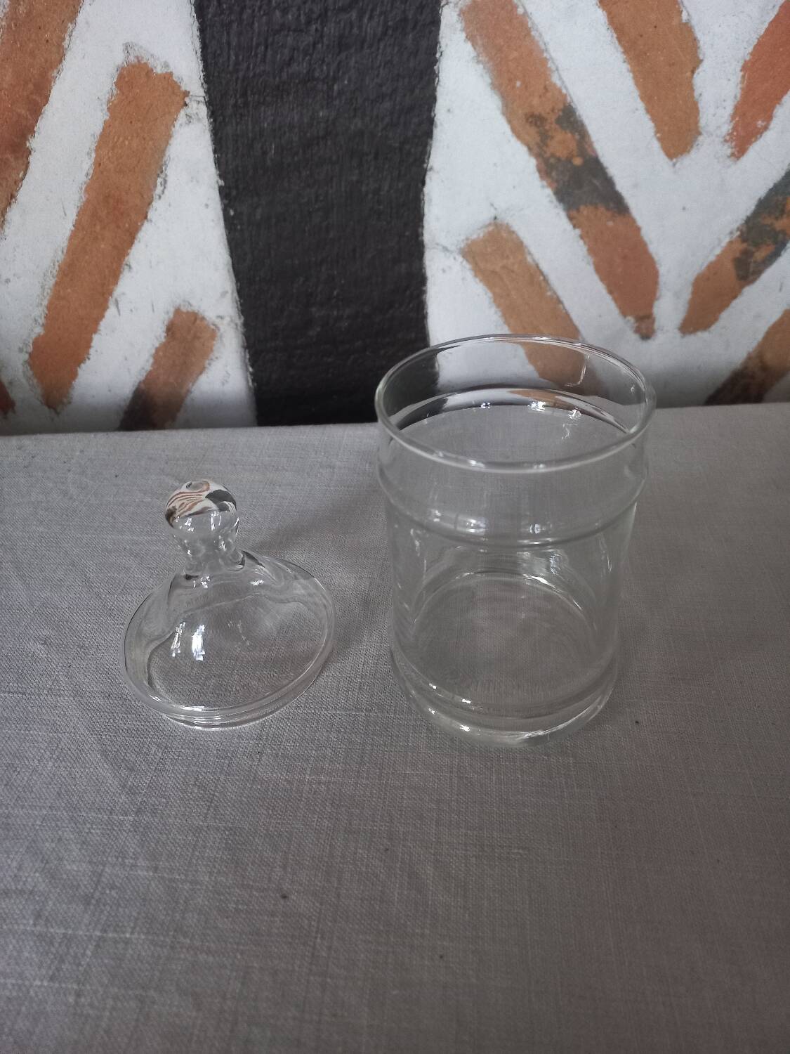 Transparent glass jar