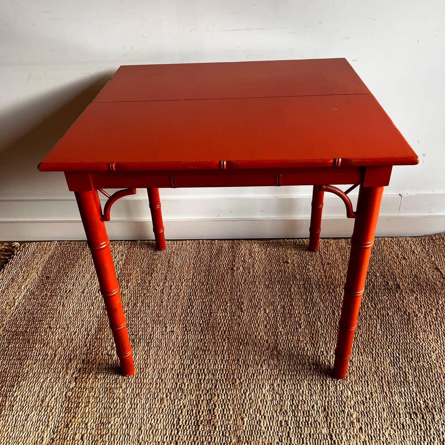 Wooden table resembling bamboo