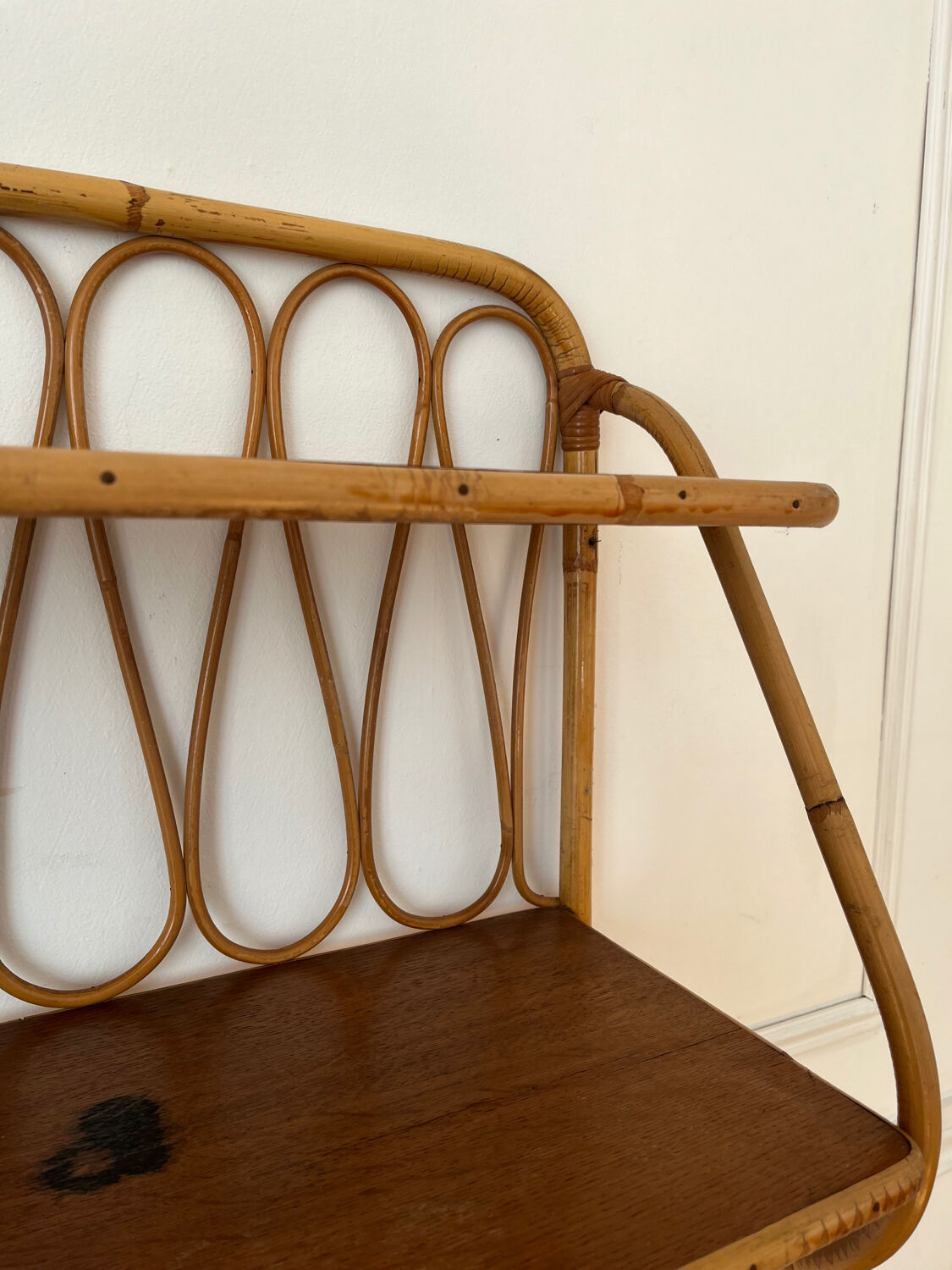 Vintage rattan wall shelf