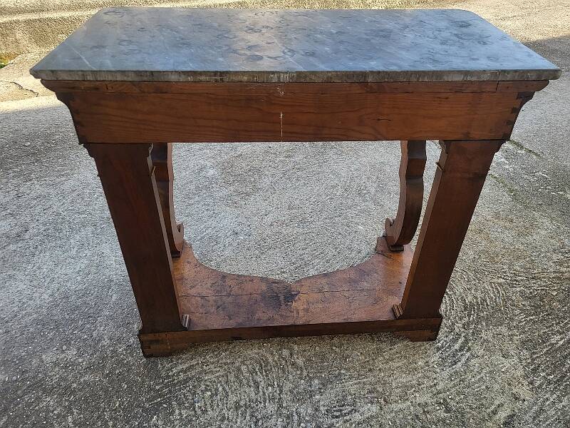 Empire restauration console with marble top in walnut from the 19th century