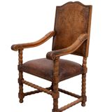 Dutch 19th Century Oak Baroque open Arm Chair