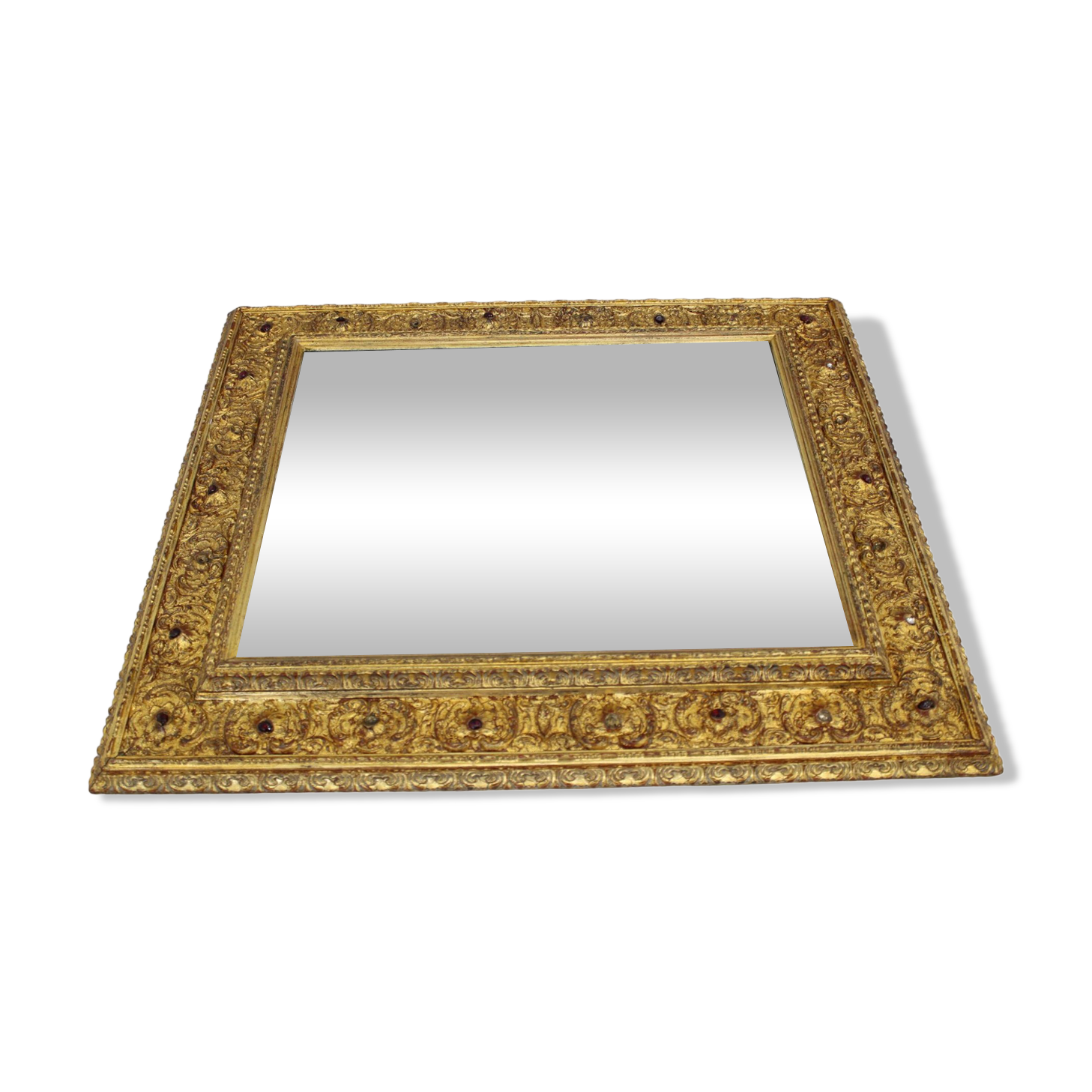 1940s Italian Mirror in Golden Wood Frame
