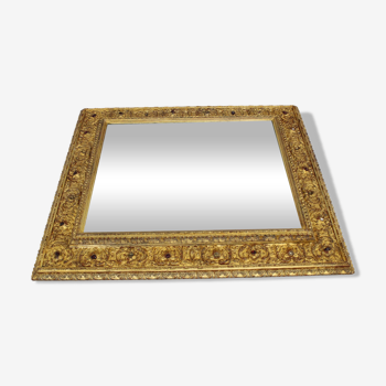 1940s Italian Mirror in Golden Wood Frame