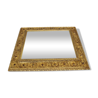 1940s Italian Mirror in Golden Wood Frame