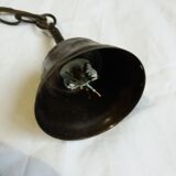 2 suspensions globe boule en verre soufflé ciselé ambré