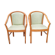 Pair of armchairs curved wood varnished skaï 70s