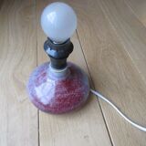Pied de lampe en grès gris et lie-de-vin