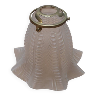 Abat-jour tulipe verre dépoli et laiton Années 50