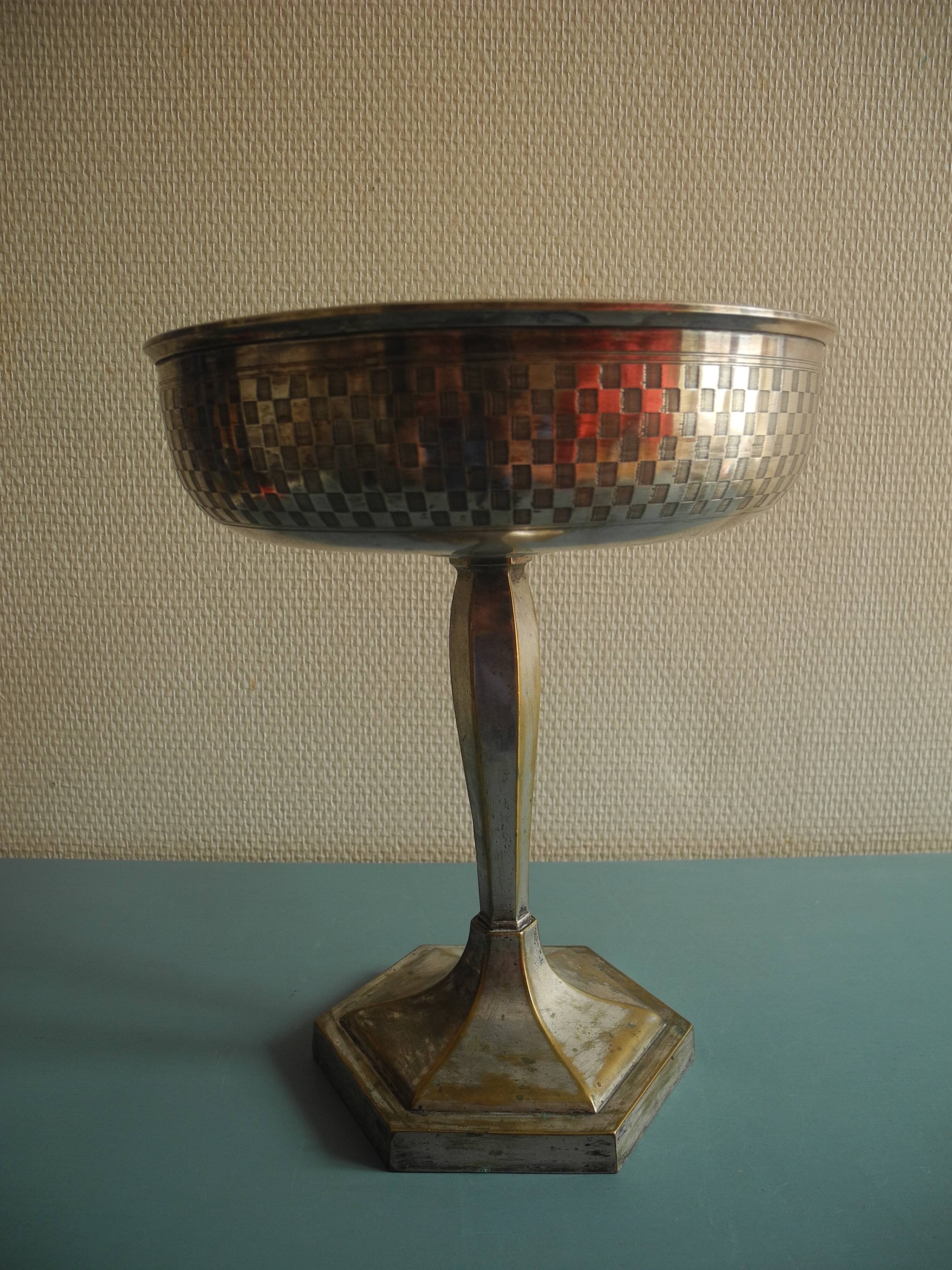 vintage centre table cup silver-plated art deco French silver metal cup