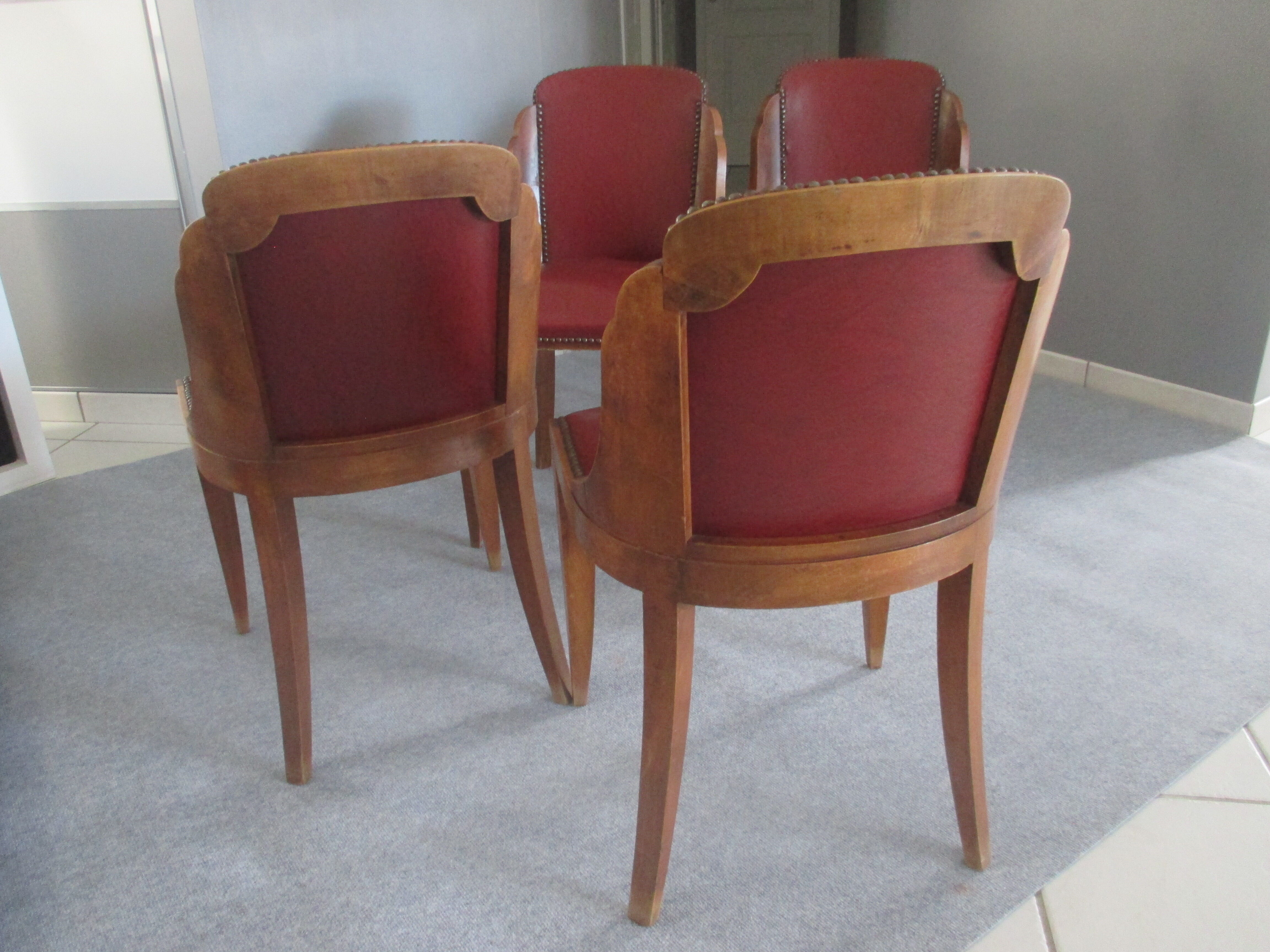 Suite 4 chaises gondole art déco 1950