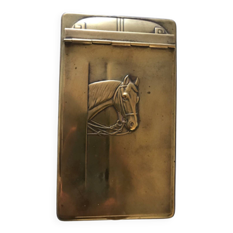 Horse brass notepad holder