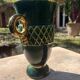 White Letalle vase for Saint Clément - model 4212 in green and gold.